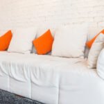 Pillow on white sofa decoration in living room interior